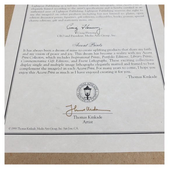 Thomas‎ Kinkade Accent Prints Framed Art Serene Cottage Psalm 23 Gold Frame - Picture 15 of 16